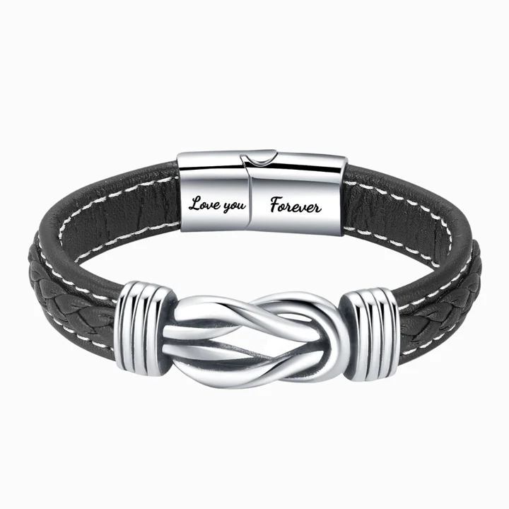 “Mother And Son Forever Linked Together" Braided Leather Bracelet