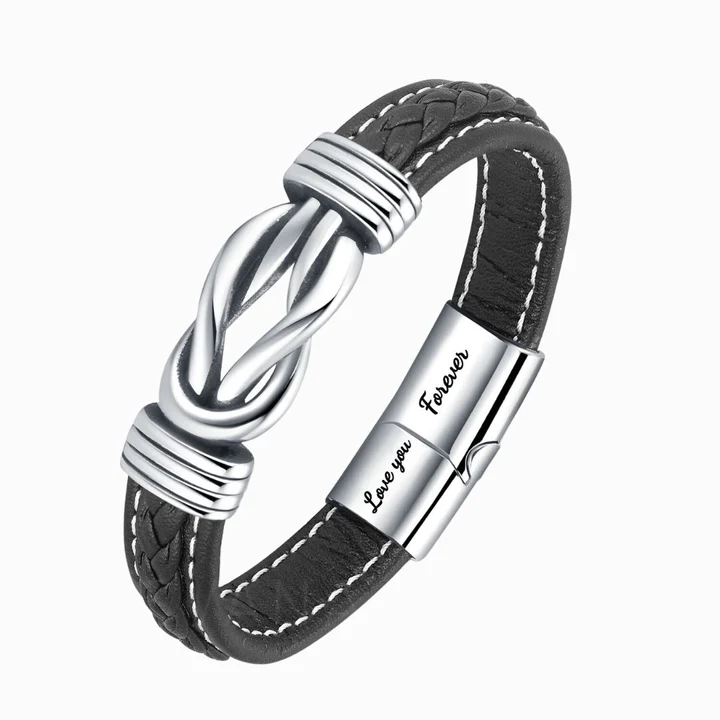“Mother And Son Forever Linked Together" Braided Leather Bracelet