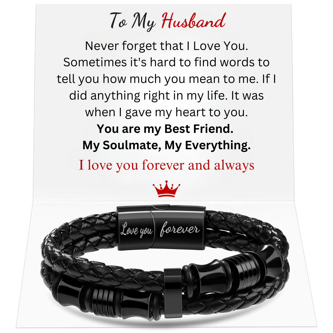 Men Leather Bracelet Gifts for Birthday Christmast Braided Bracelet for Husband