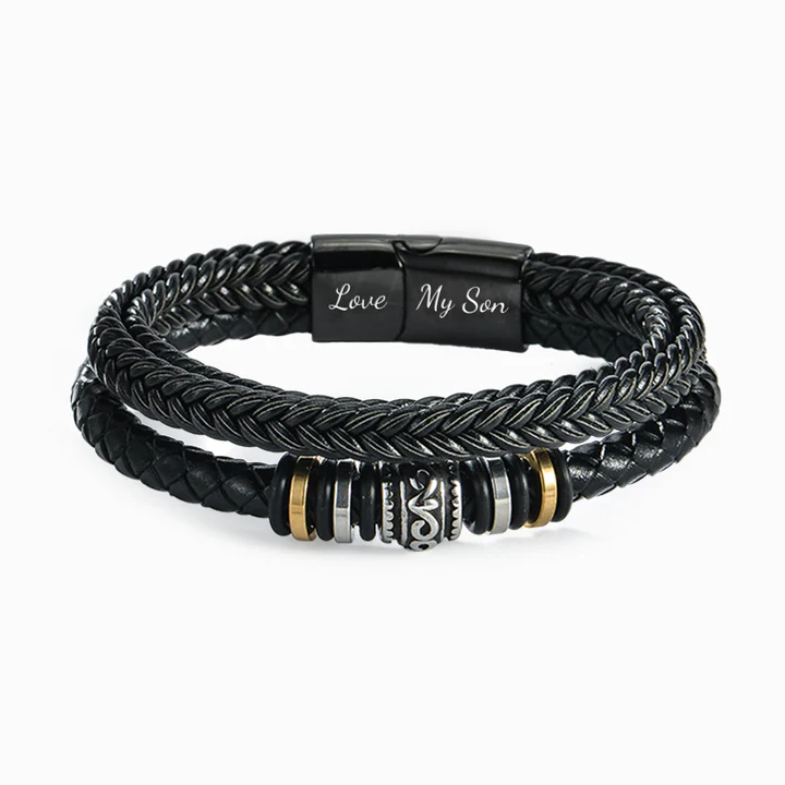 To My Son Braided Leather Bracelet