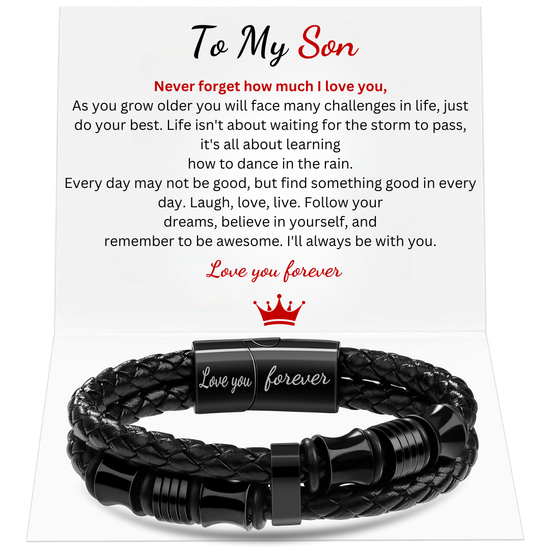 Men Leather Bracelet Gifts for Birthday Christmast Braided Bracelet for Son