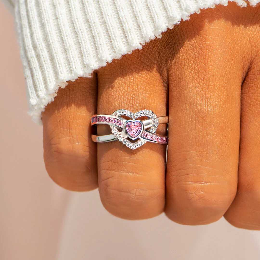 Mother Daughter Infinity Heart Love Knot Ring