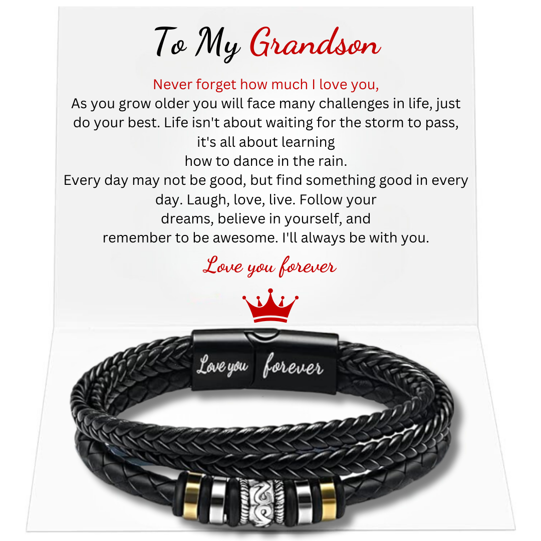 Men Leather Bracelet Gifts for Birthday Christmast Braided Bracelet for Grandson