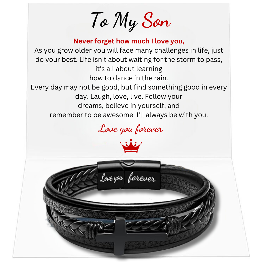 To My Son Love You Forever Cross Bracelet