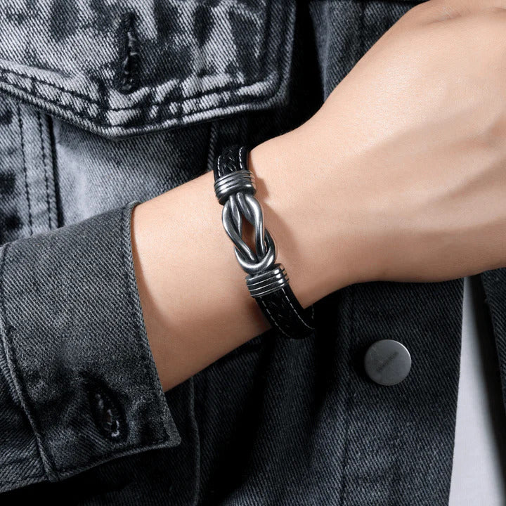 “Mother And Son Forever Linked Together" Braided Leather Bracelet