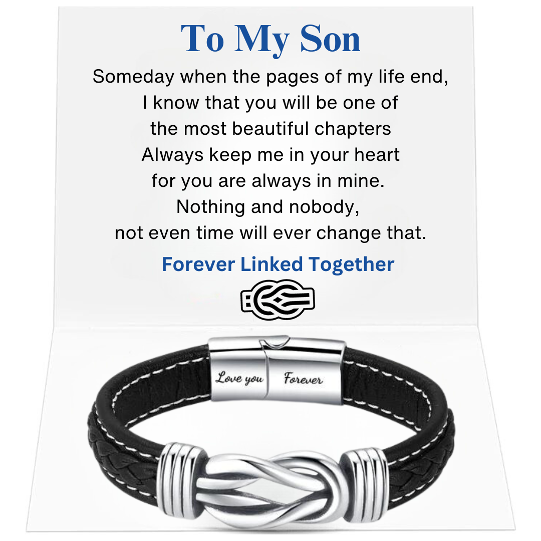 “Mother And Son Forever Linked Together" Braided Leather Bracelet