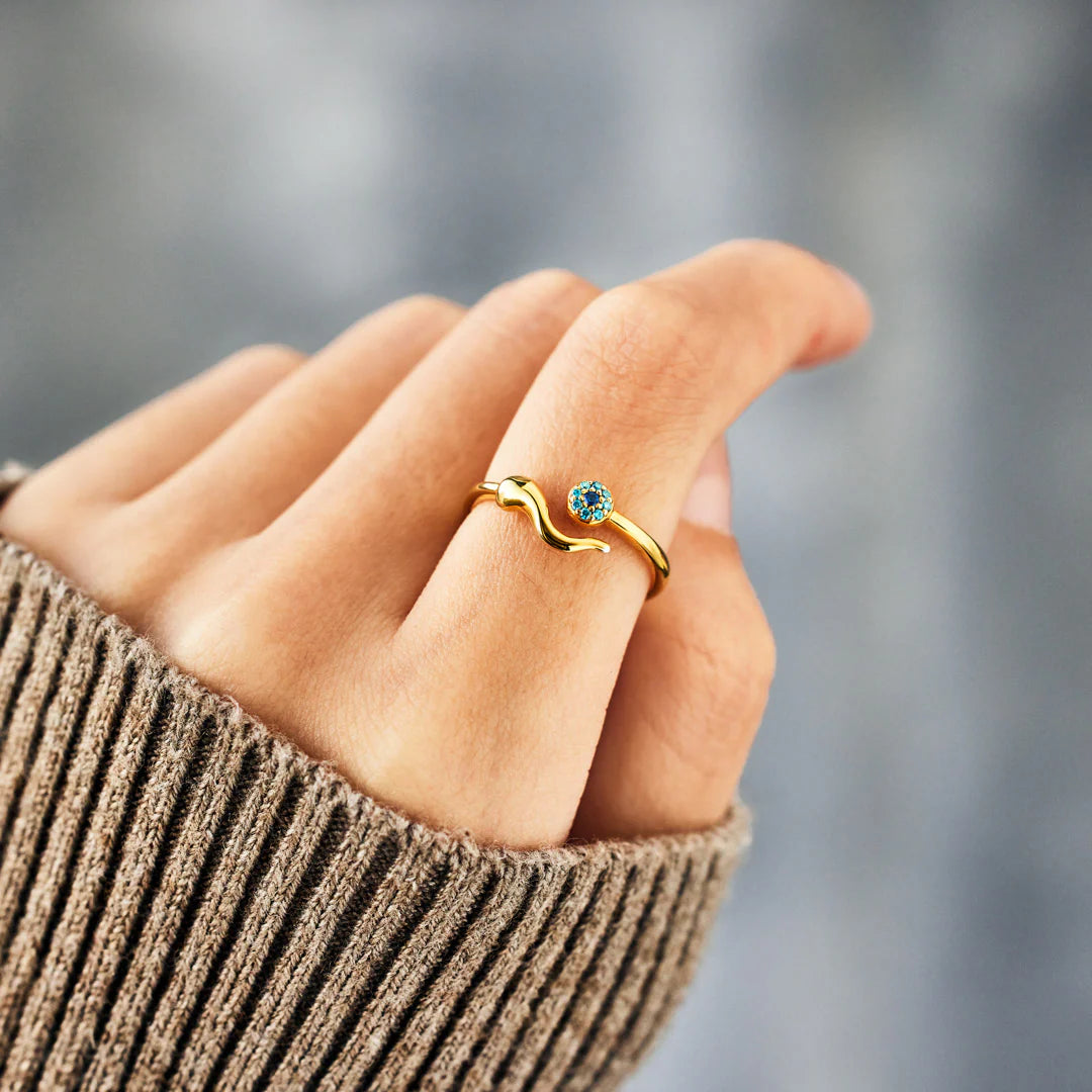 EVIL EYE RING, ITALIAN HORN RING