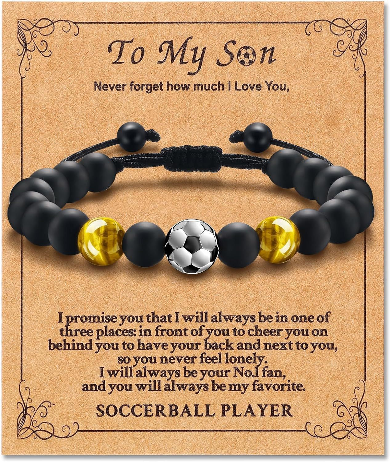 Soccer Beaded Bracelet - Unique Beaded Design, Adjustable Hand String