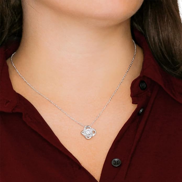 Cubic Zirconia Love Knot Necklace for Women Dainty Gifts for Mom