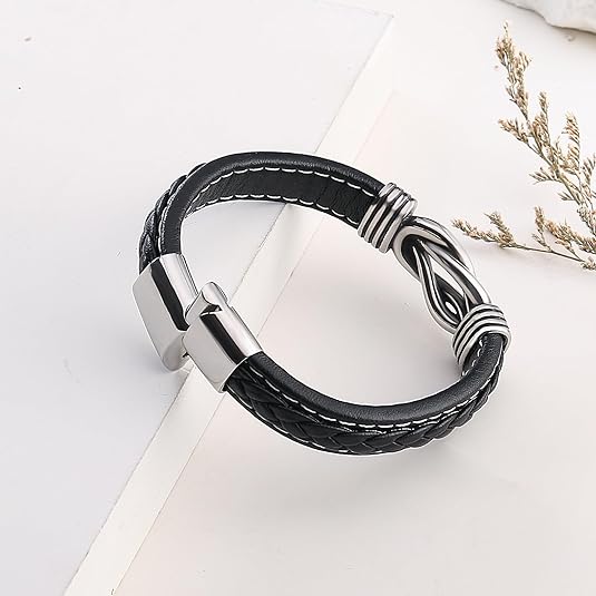 Men Leather Bracelet Gifts for Birthday Christmast Braided Bracelet for Husband