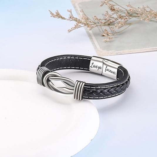 Men Leather Bracelet Gifts for Birthday Christmast Braided Bracelet for Husband