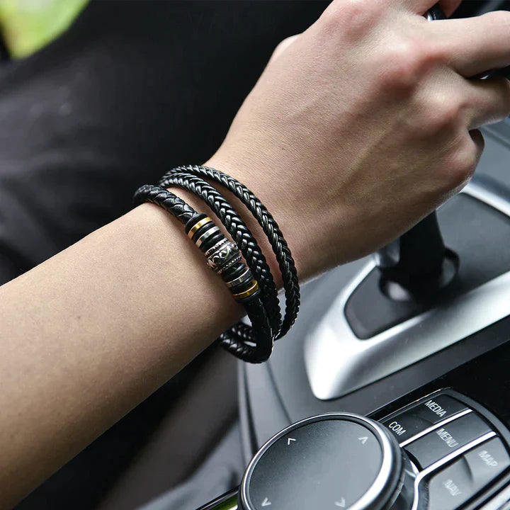 Men Leather Bracelet Gifts for Birthday Christmast Braided Bracelet for Son