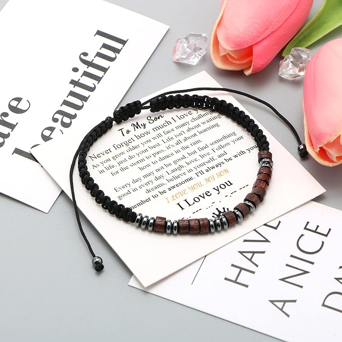 To My Son, I Love You Morse Code Bracelet