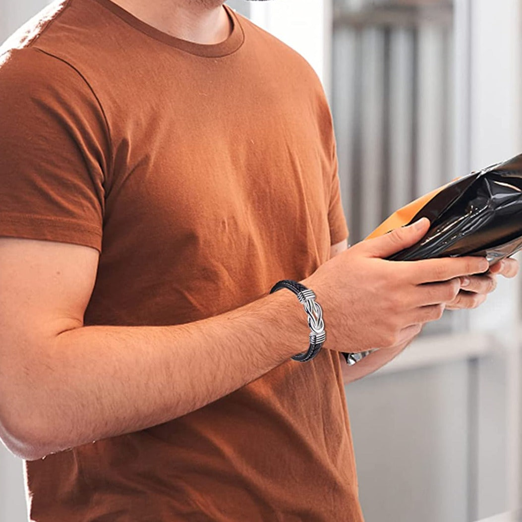 Love My Son Inspirational Braided Leather Bracelet