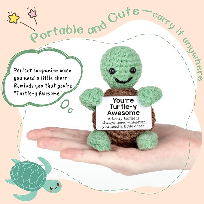 Handmade Positive Turtle Crochet Doll