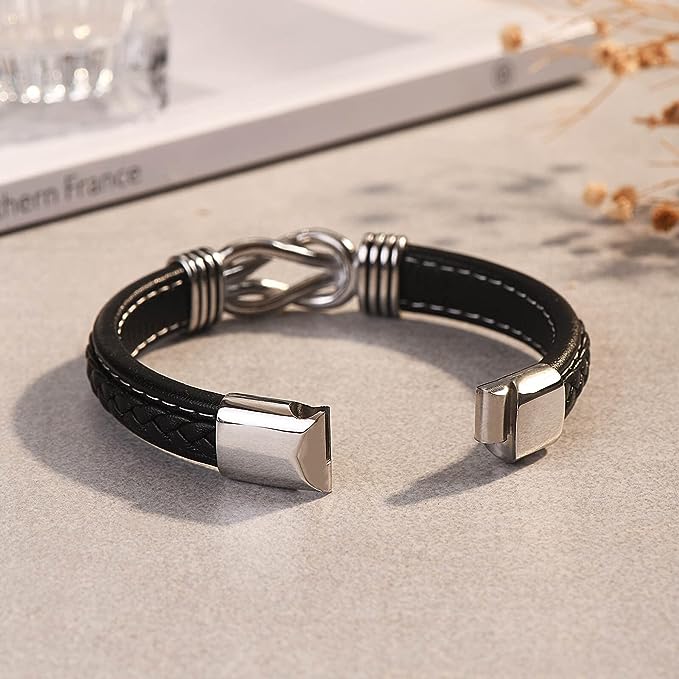 “Mother And Son Forever Linked Together" Braided Leather Bracelet