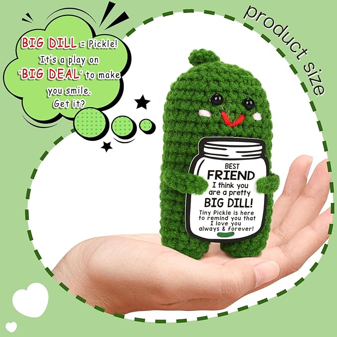 Handmade Positive Pickle Crochet Doll Gift (Friend)