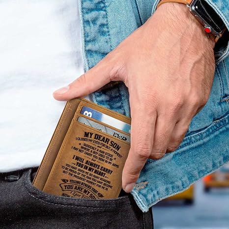 To My Son Engraved Leather Pocket Wallet YOU ARE MY SON