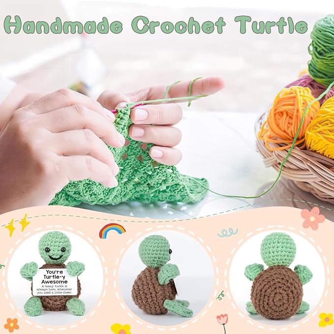 Handmade Positive Turtle Crochet Doll