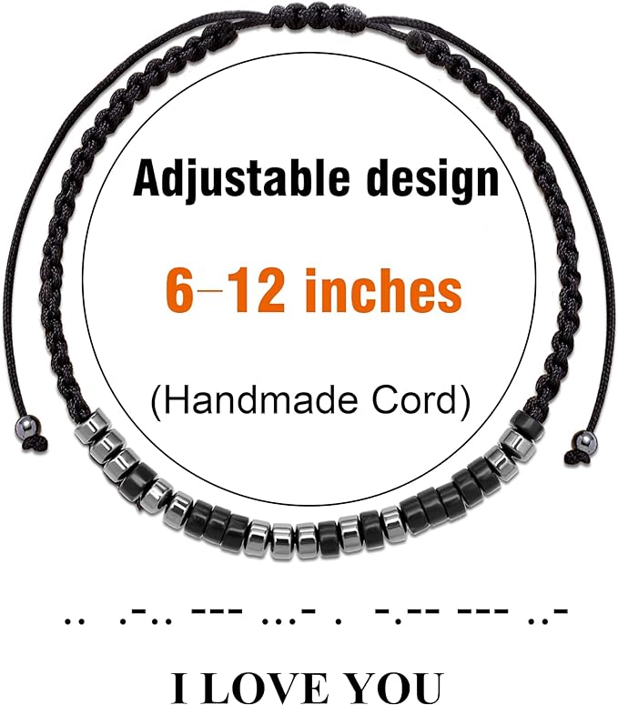 To My Grandson, I Love You Morse Code Bracelet