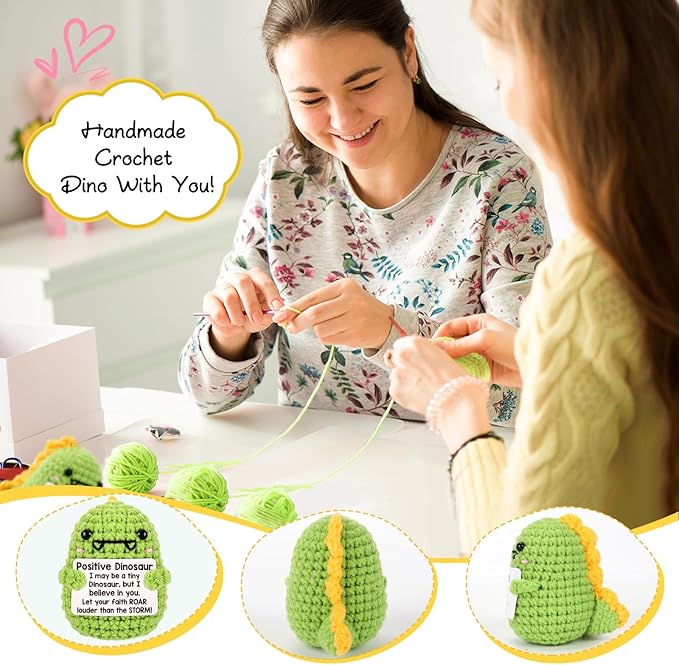Handmade Positive Dinosaur Crochet Doll