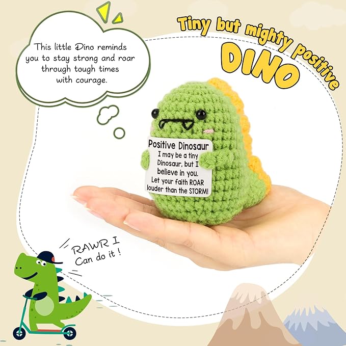 Handmade Positive Dinosaur Crochet Doll