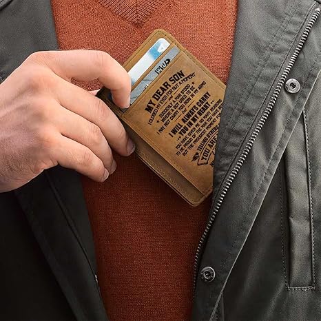 To My Son Engraved Leather Pocket Wallet YOU ARE MY SON