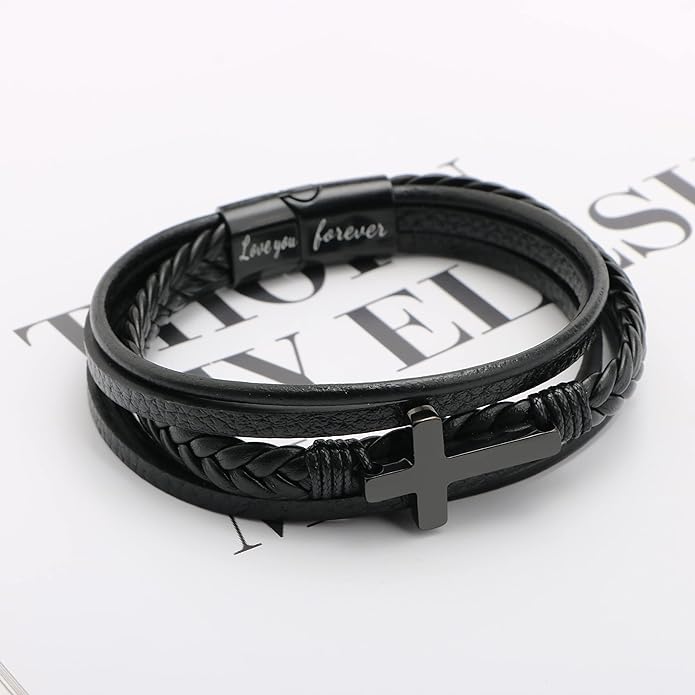 To My Son Love You Forever Cross Bracelet