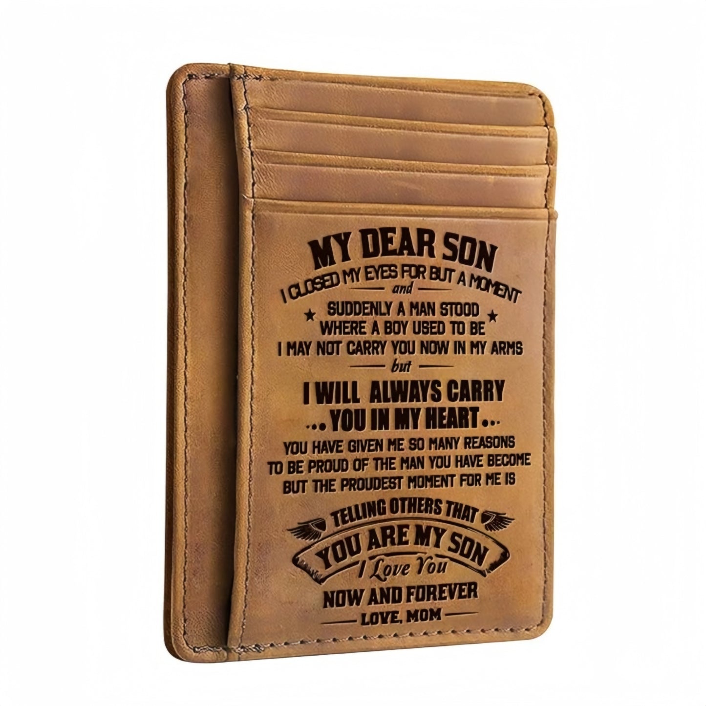 To My Son Engraved Leather Pocket Wallet YOU ARE MY SON