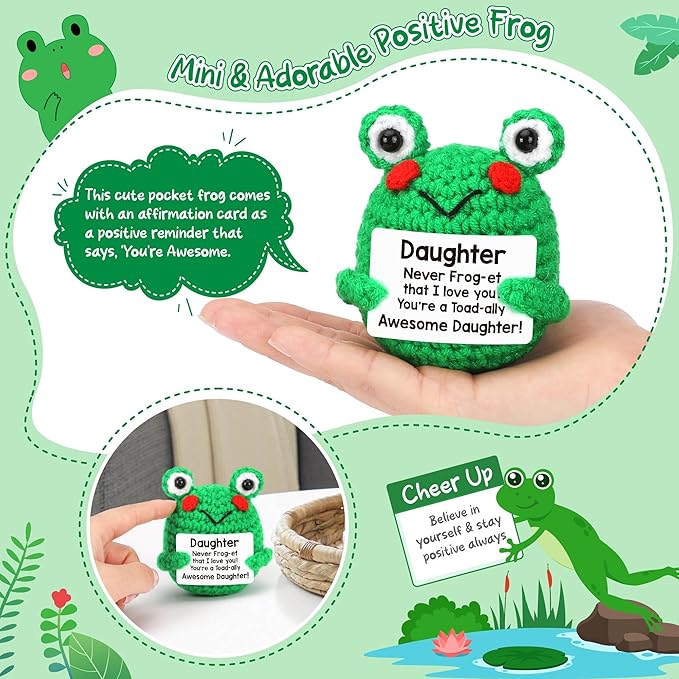Handmade Positive Frog Crochet Doll Gift (Daughter)
