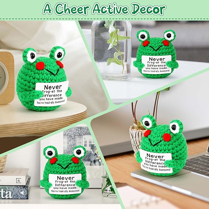Handmade Positive Frog Crochet Doll Gift