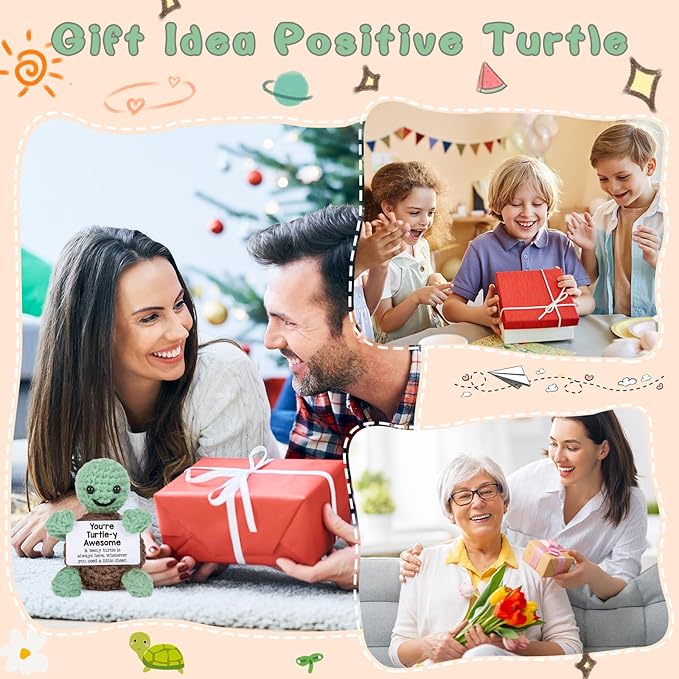 Handmade Positive Turtle Crochet Doll