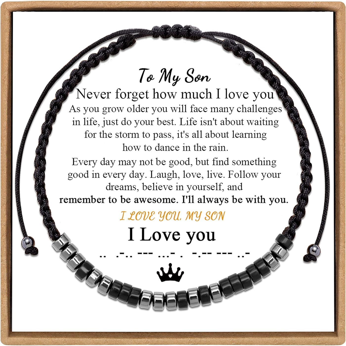 To My Son, I Love You Morse Code Bracelet