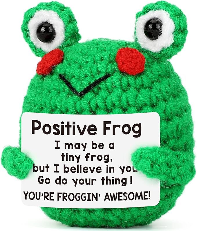 Handmade Positive Frog Crochet Doll Gift (Postive)