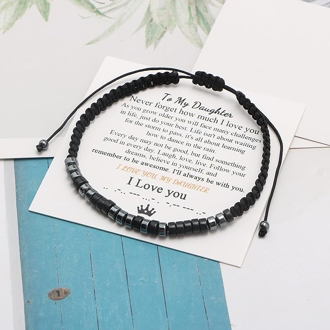 To My Daughter, I Love You Morse Code Bracelet