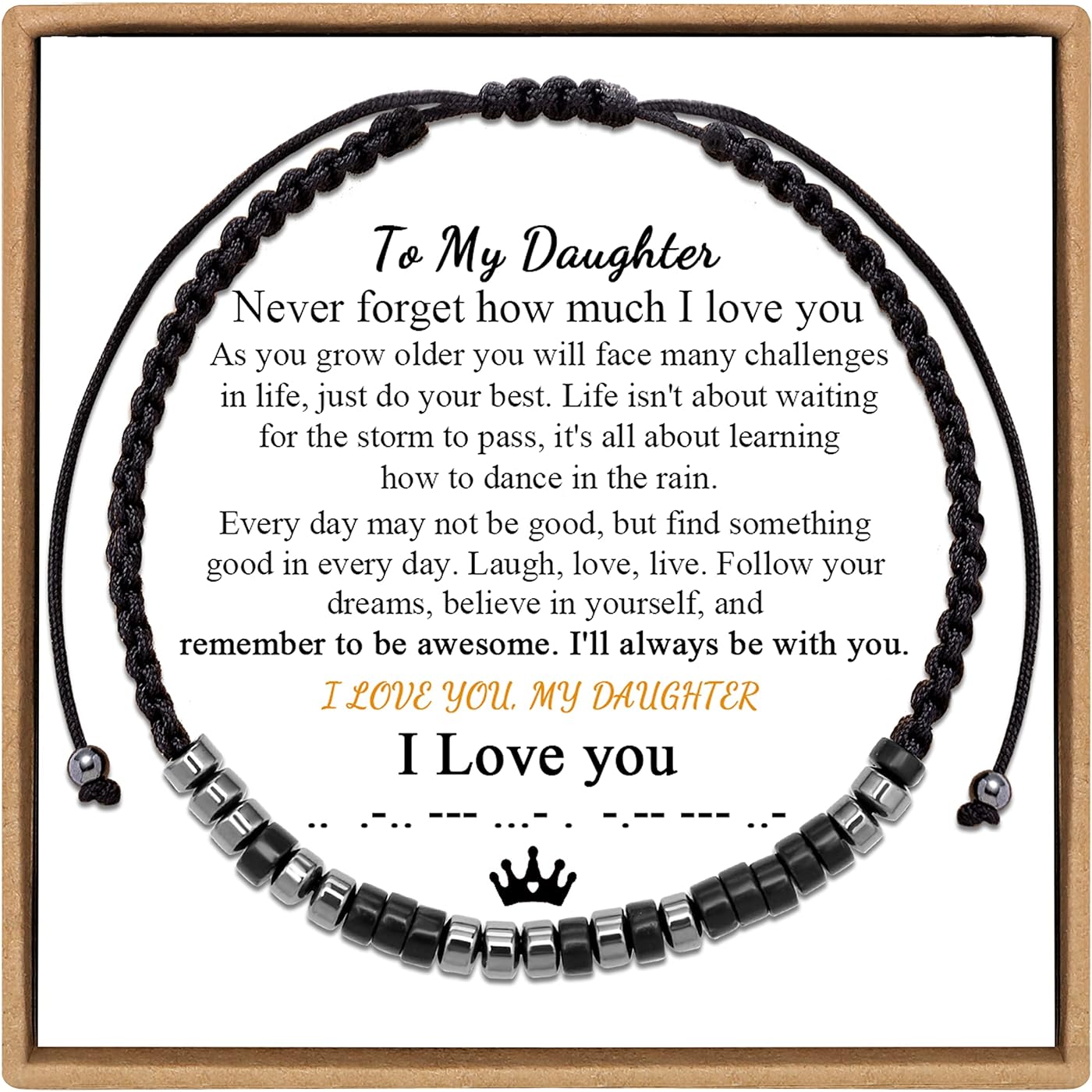 To My Daughter, I Love You Morse Code Bracelet