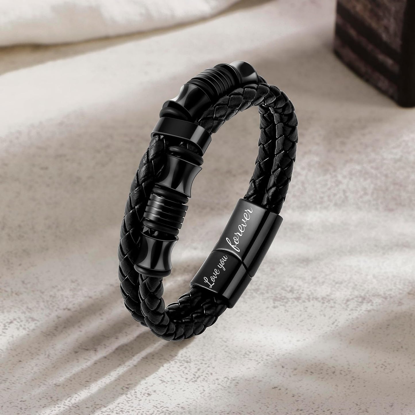Men Leather Bracelet Gifts for Birthday Christmast Braided Bracelet for Son