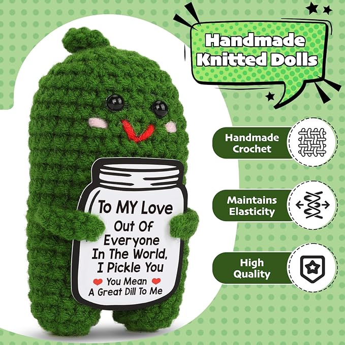Handmade Positive Pickle Crochet Doll Gift (Love)