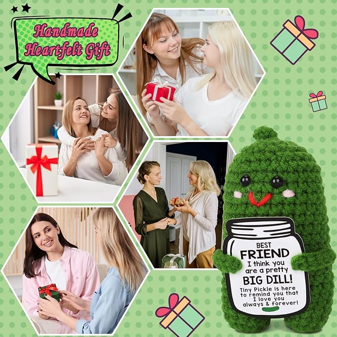 Handmade Positive Pickle Crochet Doll Gift (Friend)