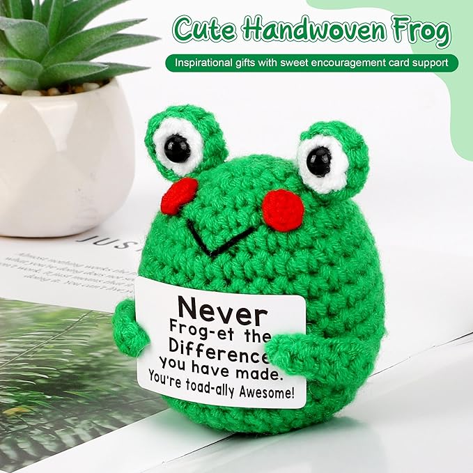 Handmade Positive Frog Crochet Doll Gift
