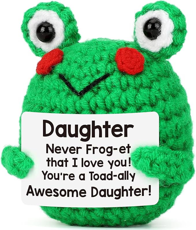 Handmade Positive Frog Crochet Doll Gift (Daughter)