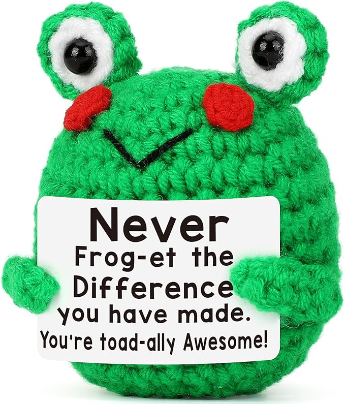 Handmade Positive Frog Crochet Doll Gift