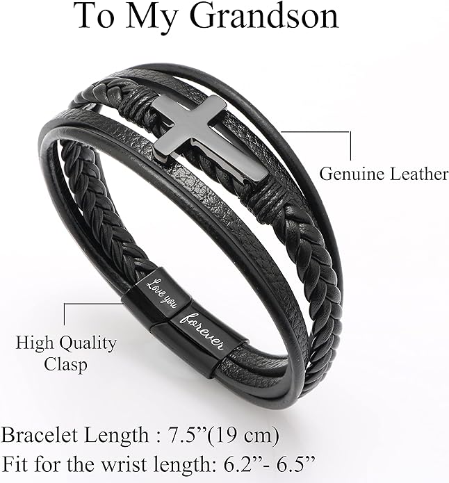 To My Son Love You Forever Cross Bracelet