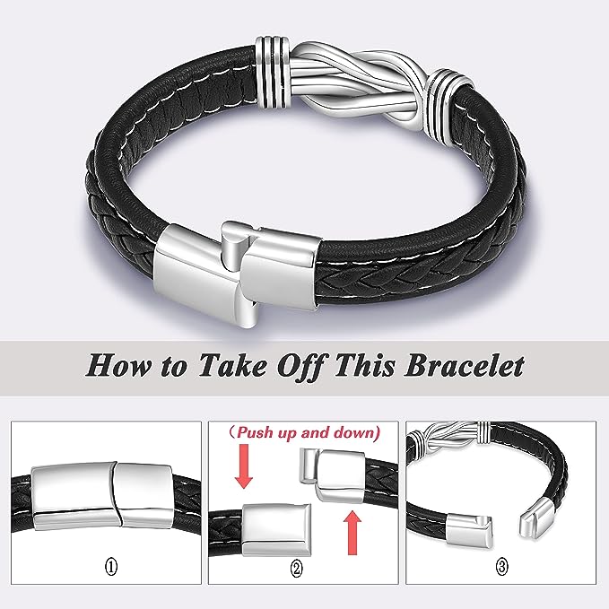 “Mother And Son Forever Linked Together" Braided Leather Bracelet