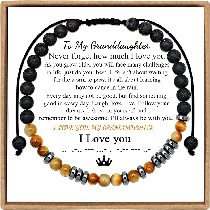To My Granddaughter, I Love You Morse Code Bracelet