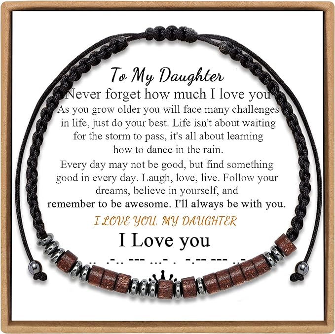 To My Daughter, I Love You Morse Code Bracelet