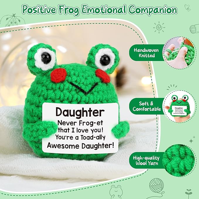Handmade Positive Frog Crochet Doll Gift (Daughter)