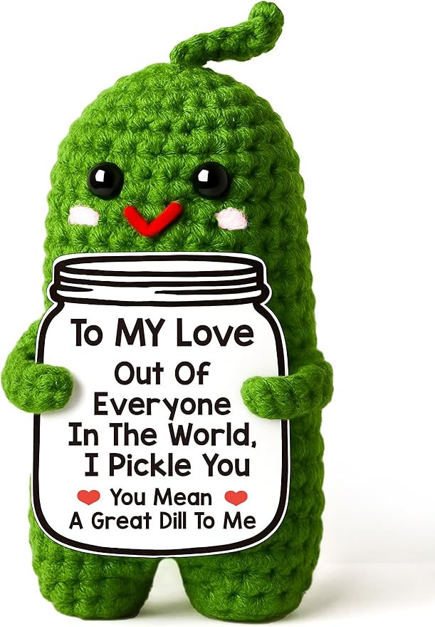 Handmade Positive Pickle Crochet Doll Gift (Love)
