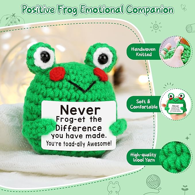 Handmade Positive Frog Crochet Doll Gift