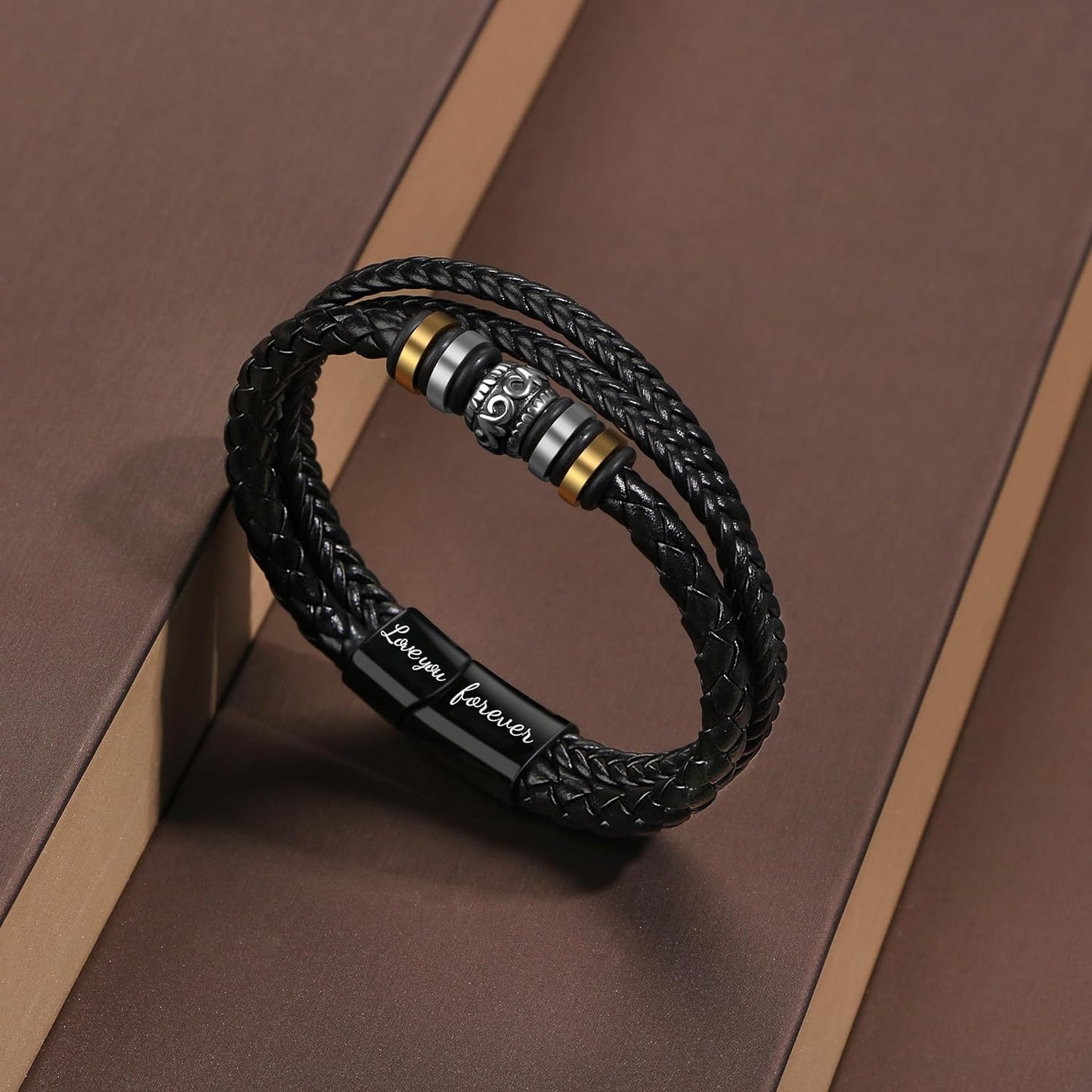 Men Leather Bracelet Gifts for Birthday Christmast Braided Bracelet for Grandson